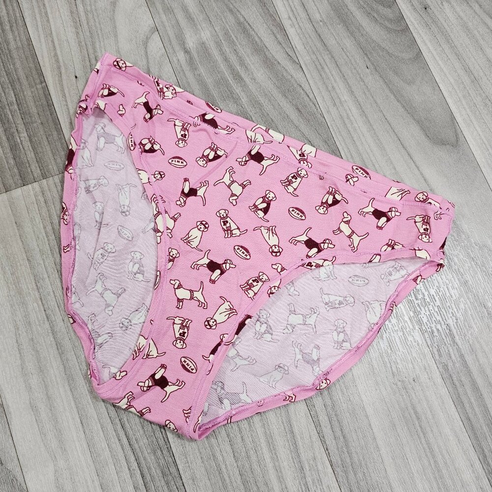 Victoria's Secret PINK Cotton Bikini Panty, Pink with Cute Dog Print and Logo